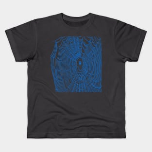 Artistic Halloween Spider Web Cobweb Doodle In Blue Kids T-Shirt